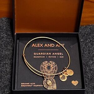 Alex and Ani Gold Guardian Angel Charm Bangle Bracelet with Swarovski Accent